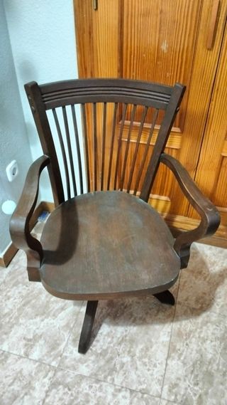 Silla giratoria vintage madera