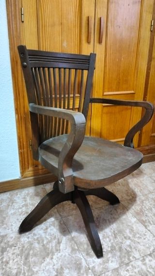 Silla giratoria vintage madera