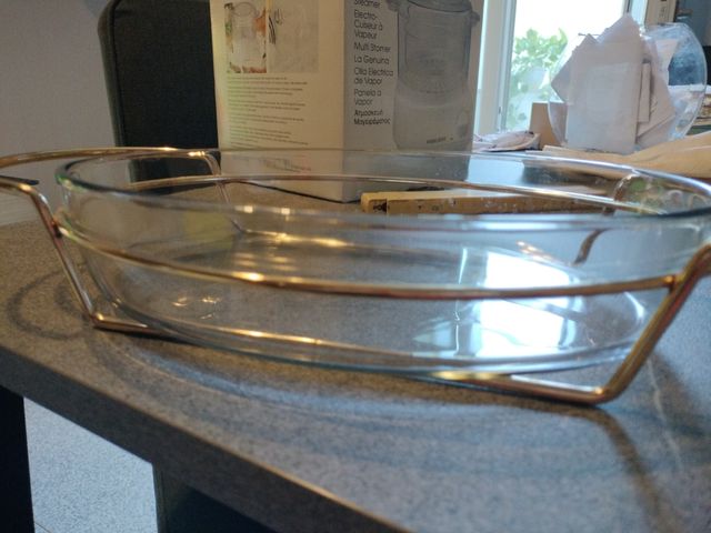 Pirofila ovale vetro + supporto metallo mis 29x20