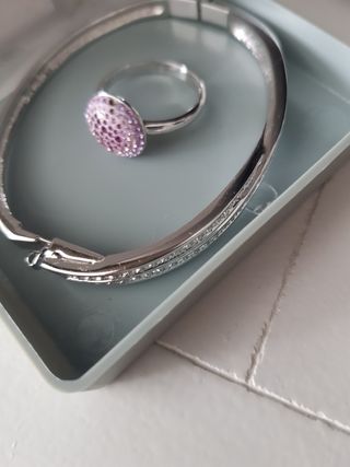 Pulsera y anillo Swarovski | Plata y morado