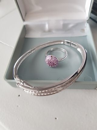 Pulsera y anillo Swarovski | Plata y morado