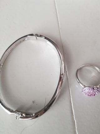 Pulsera y anillo Swarovski | Plata y morado