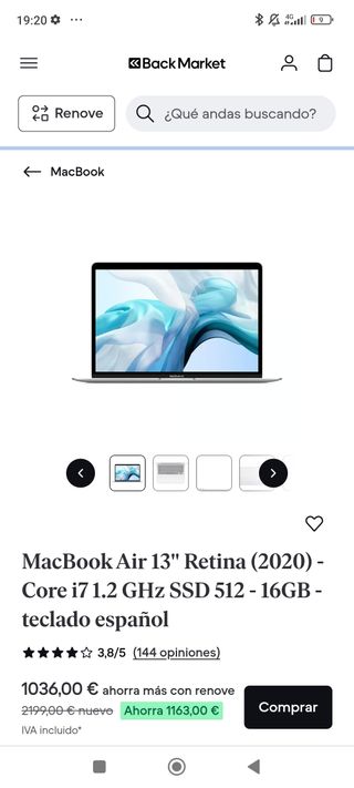MACBOOK AIR 2020 i7/16 GB RAM/512 GB SSD