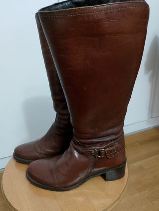 Botas altas marrones piel