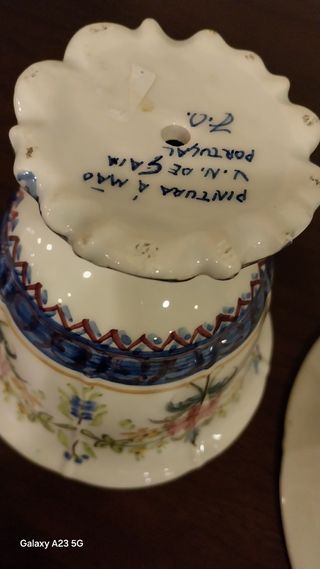 Jogo de açucareiro porcelana azul e branco