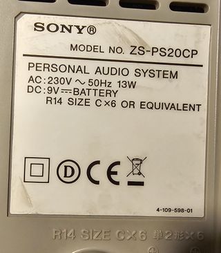 Sony ZS-PS20CP – Boombox CD/MP3 + USB + Radio