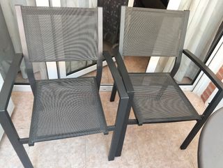 Mesa+sillas terraza metal gris oscuro