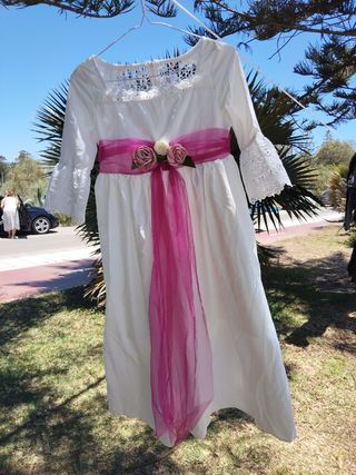 Traje comunión niña blanco-rosa
