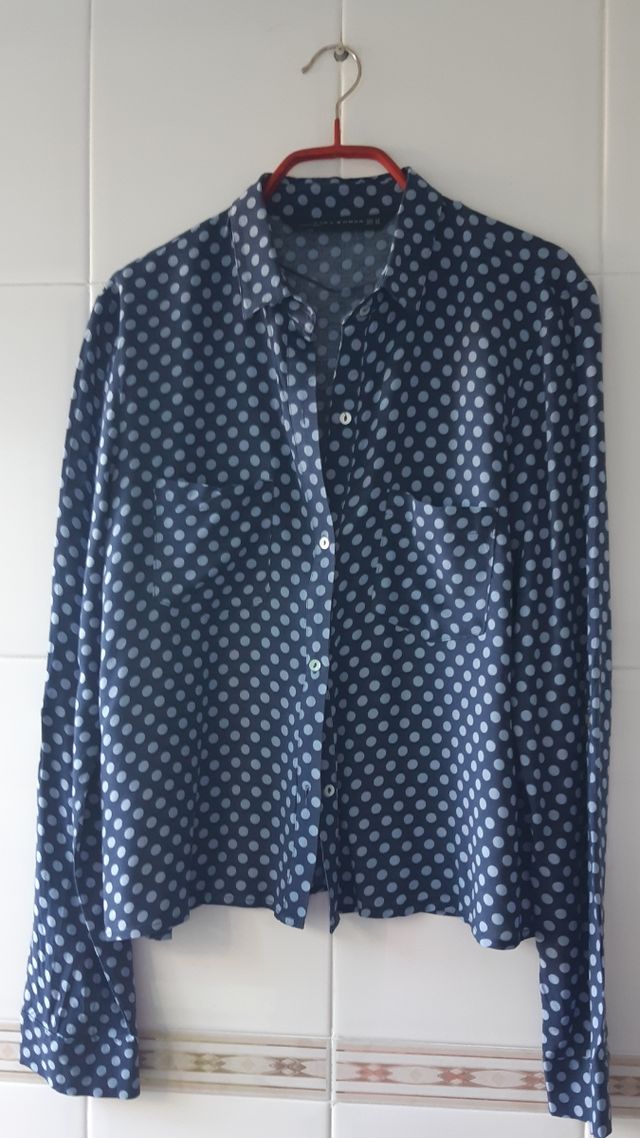 Blusa Zara lunares azul - talla XS