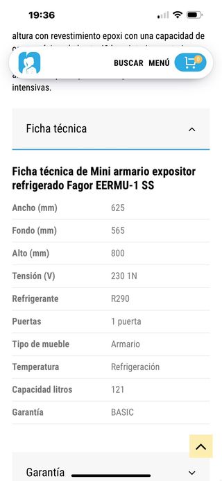 Mini nevera expositora Fagor EERMU-1SS
