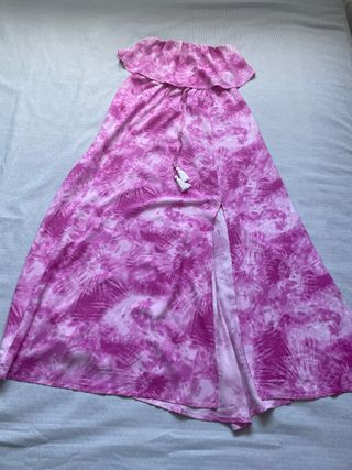 Vestido largo tie-dye rosa
