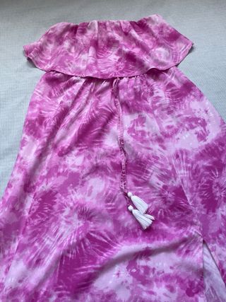 Vestido largo tie-dye rosa