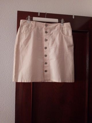 Falda vaquera beige