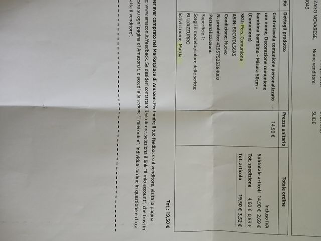 Segnaposto Prima Comunione, usato solo una volta