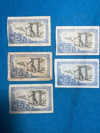 5 Billetes DIFERENTES 5 pesetas 1937 BILBAO