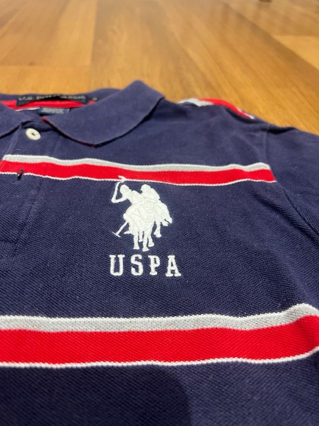 Polo US Polo Assn. rayas azul marino-rojo Talla S