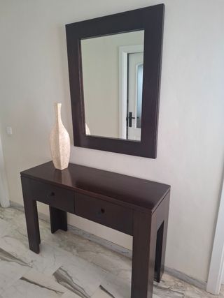 Recibidor madera con espejo
