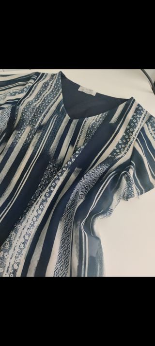 Blusa rayas azul-blanco manga corta