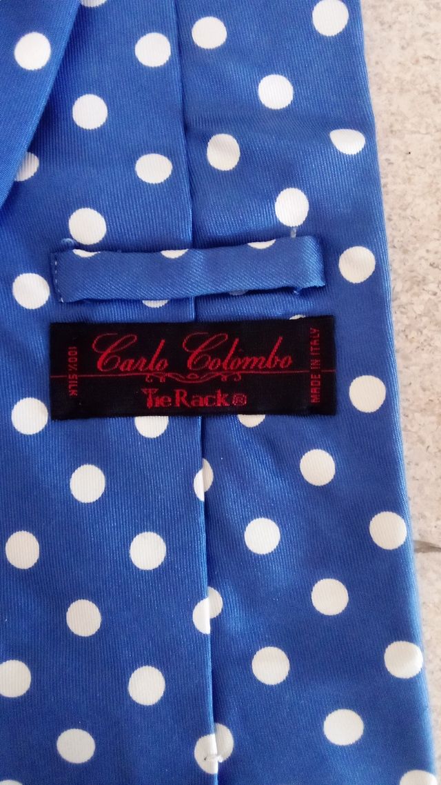 Gravata Tie Rack Azul c/Bolinha