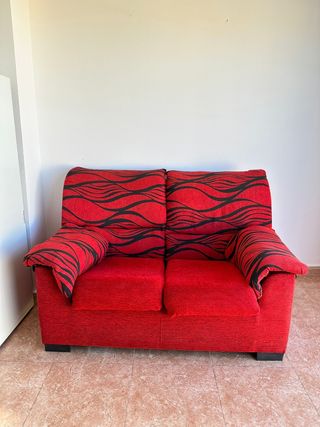 Sofá 2 plazas rojo-negro