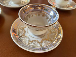 Vajilla café porcelana dorada