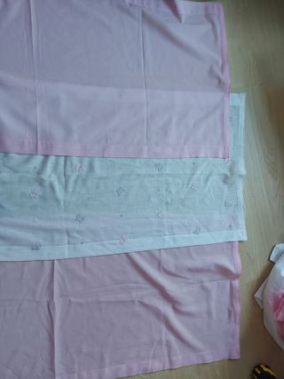 Cortina panel japonés rosa y blanco