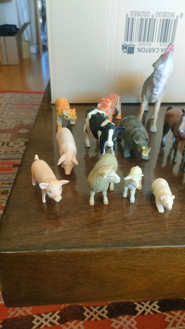 Lote de animales de juguete – granja, selva y mar