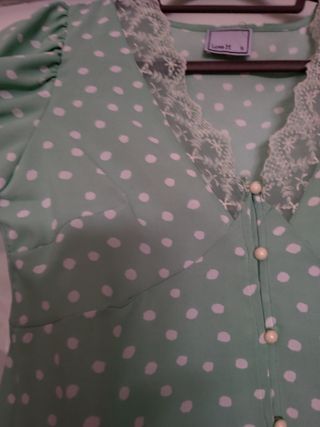 Blusa lunares verde agua