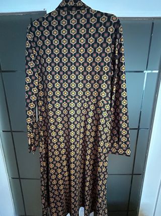 Vestido camisero marrón, verde y mostaza 