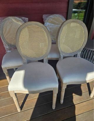 Sillas Comedor Madera Ratan Beige