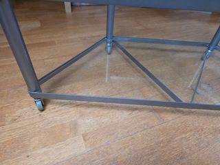 Mesa cristal 2 alturas c/ruedas
