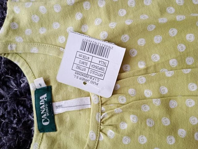 Camiseta niña Canadá lunares verde