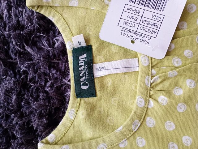 Camiseta niña Canadá lunares verde