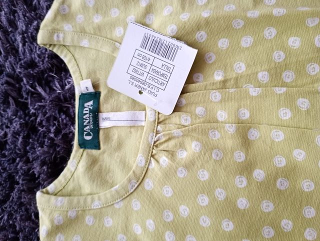 Camiseta niña Canadá lunares verde