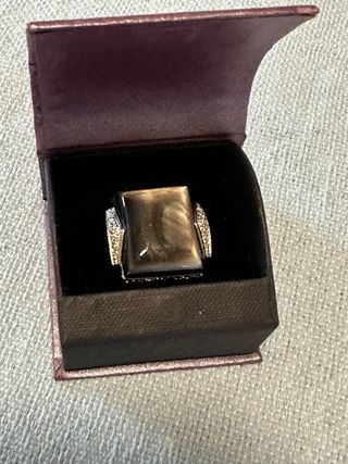 Anillo de nácar y acero - elegante con piedra