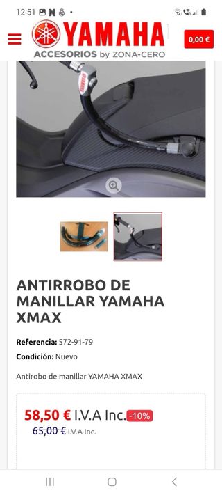 Candado manillar Yamaha antirrobo.