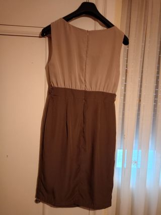 Vestido beige y marrón