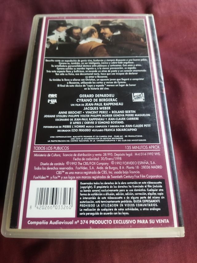 Cyrano de Bergerac VHS (francés)