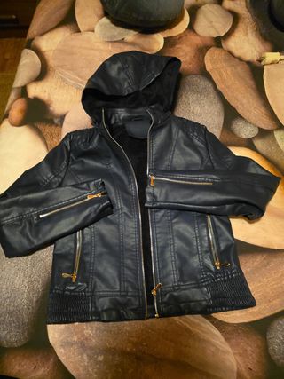 Chamarra piel azul talla M