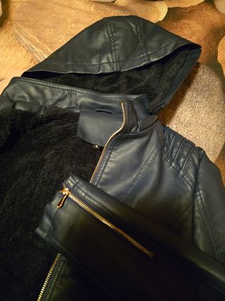 Chamarra piel azul talla M