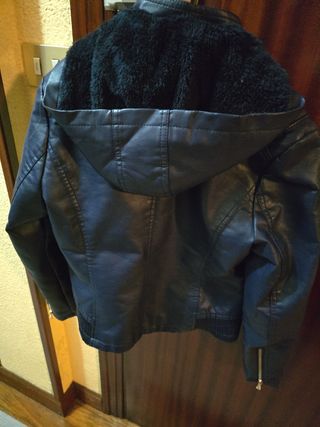 Chamarra piel azul talla M
