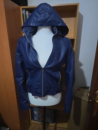 Chamarra piel azul talla M