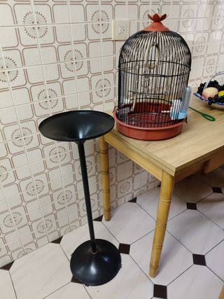 Jaula pajaros vintage roja y negra
