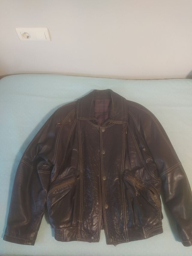 Chaquetón piel marrón