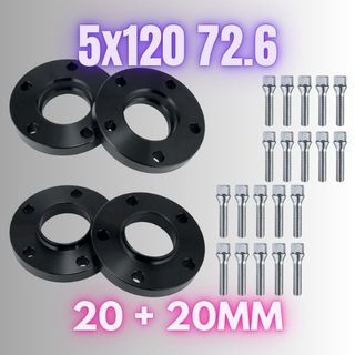 4 Separadores de 20mm 5x120 72.6 Negros