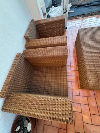 Conjunto jardín mimbre marrón