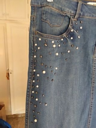 Falda vaquera midi azul