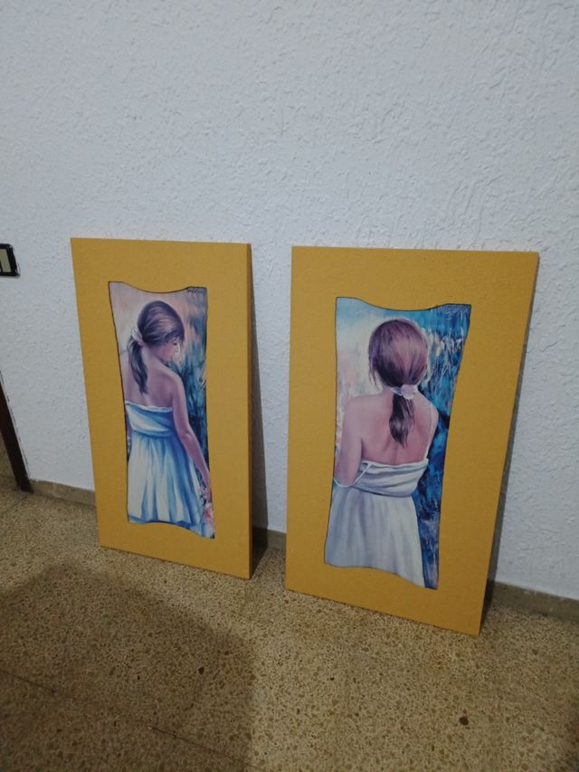 2 Cuadros Niña - Pintura sobre Madera