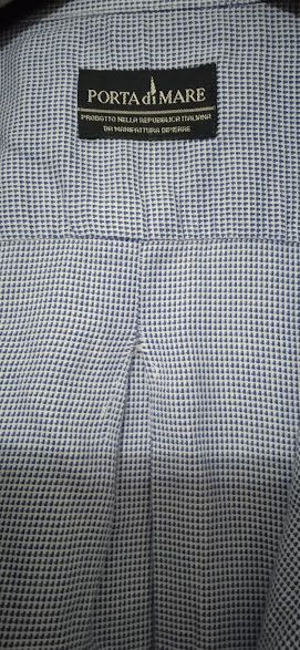 camicia blu a quadrettini in cotone come da foto