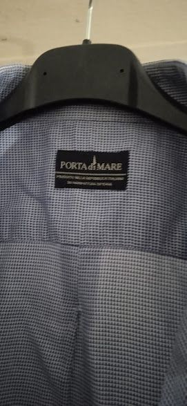 camicia blu a quadrettini in cotone come da foto